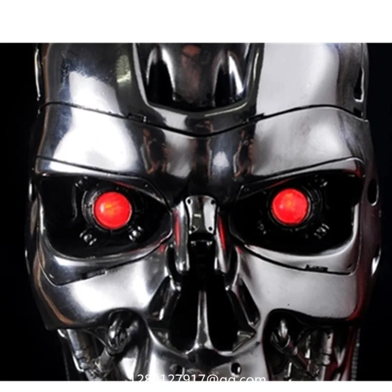 15 ''статуя Терминатор 1:1 T2 эндоскелет голова портрет глаз T800 со светодиодный Бюст Смолы Фигурка Коллекционная модель игрушки