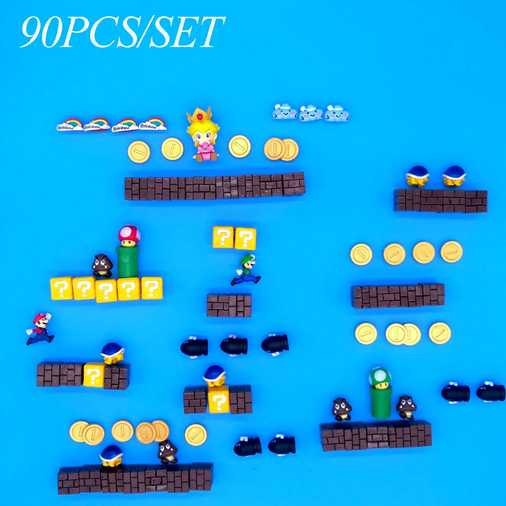 90PCS 90 шт. 3D Супер Марио Принцесса мультфильм магниты на холодильник с изображением животных белая доска наклейка на холодильник магниты детский подарок украшение дома - Цвет: 90PCS