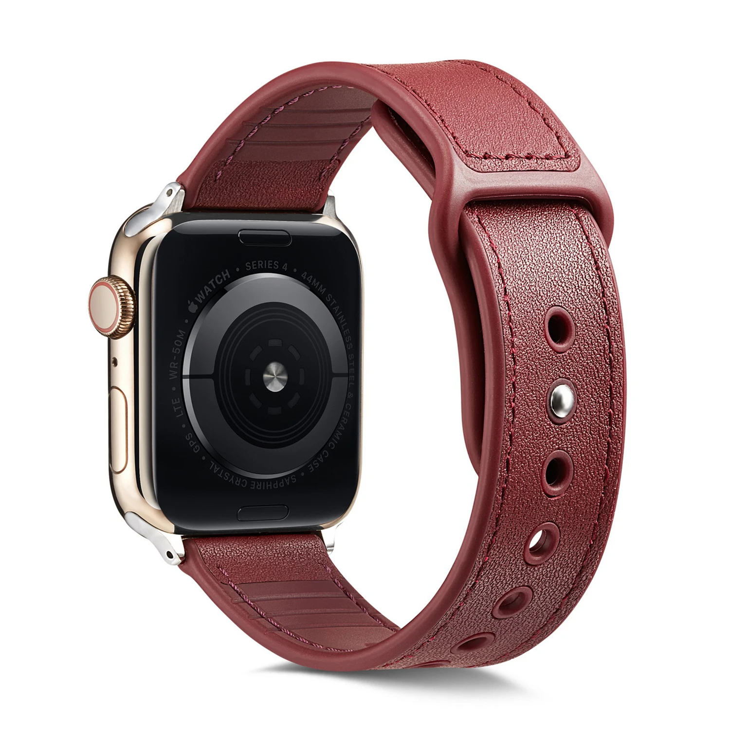 Кожаный ремешок для Apple watch 4 ремешка 44 мм 40 мм ремешок для часов correa 42 мм 38 мм мужской/женский браслет ремень для iwatch 4 3 2 1 Аксессуары - Цвет ремешка: Wine