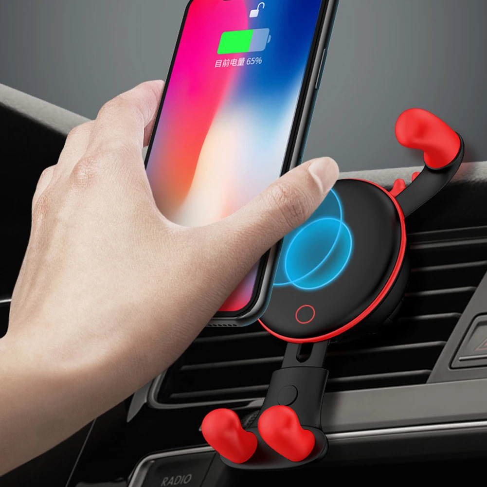 Christmas Deer Elk Gravity Fast QI Car Wireless Charger for iPhone X Xs Automatic Inductive Mount Air Vent Charging | Мобильные