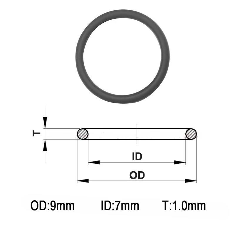 

9mm x 7mm x 1.0mm Water-tight O-Ring Seals - Black ( 10 pcs )