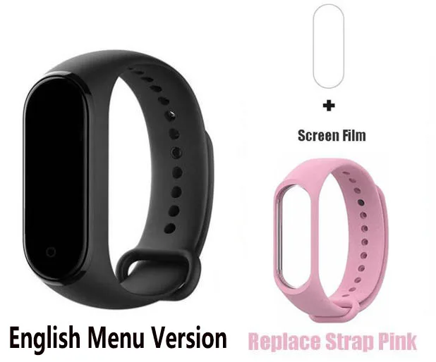 Xiaomi mi Band 4 новейший музыкальный Смарт mi band 4 браслет пульсометр фитнес 135 мАч цветной экран Bluetooth 5,0 - Цвет: add pink strap