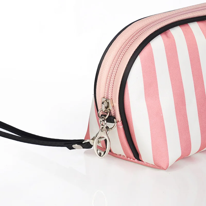 Косметичка модный тренд многофункциональная полосатая полукруглая косметичка