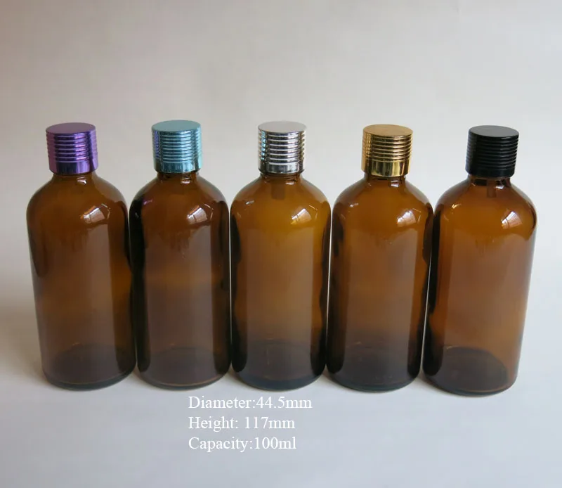 

100Pcs/Lot 100ml Amber Glass Bottle With Acid & Alkali Resistant Phenolic Screw Cap For Light Sensitive Material Storage
