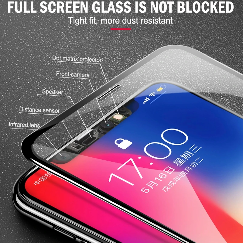 Закаленное стекло 9D для iphone XR XS MAX X 10 7 8 6 6s Plus защитная пленка с закругленными