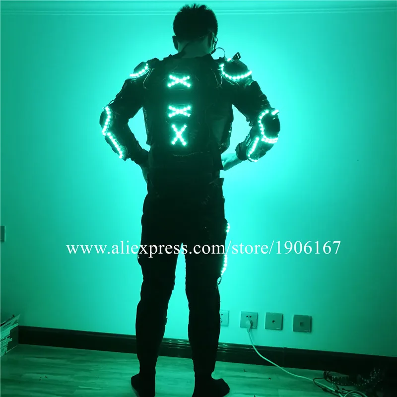 Colorful LED Growing Stage Performance Armor Robot Men Suit Luminous Flashing Party Glasses Clothes Led Light Up Dance Wear | Дом и сад