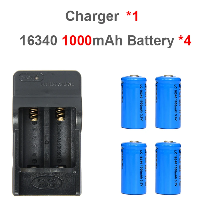 4 перезаряжаемых литий ионных аккумулятора 1000 мач для фонарика + 1 дорожная