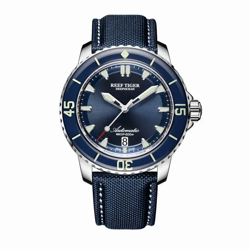 Reef Tiger брендовые работающие под водой часы мужские розовое золото синий циферблат Супер Светящиеся аналоговые автоматические часы reloj hombre подарок мужские RGA3035 - Цвет: RGA3035YLL
