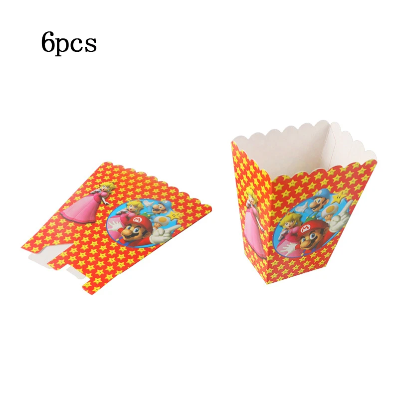 Popcorn Box X6pcs 10 шт. тема "Супер Марио" Вечерние бумажные стаканчики Детские стаканчики для питья мальчик с днем рождения украшения принадлежности одноразовая посуда - Цвет: Popcorn Box X6pcs