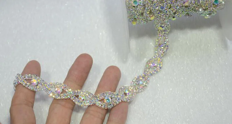 5 ярдов Пришивные железные на кристаллах горный хрусталь отделка Свадебные
