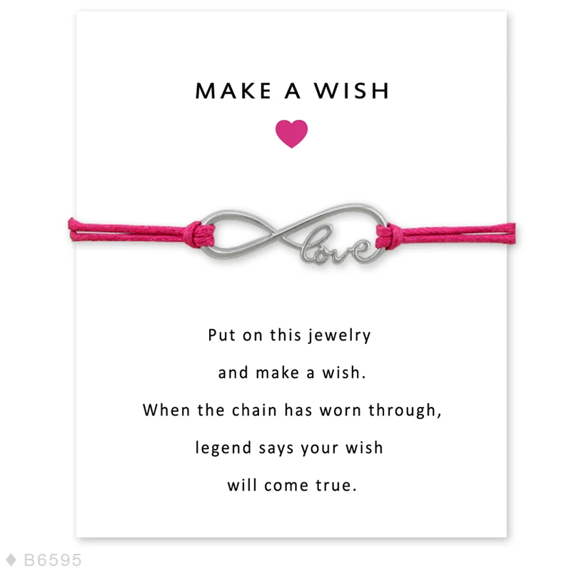 1 шт Бесконечность Шарм карты браслеты Загадай желание восковые шнуры замша для