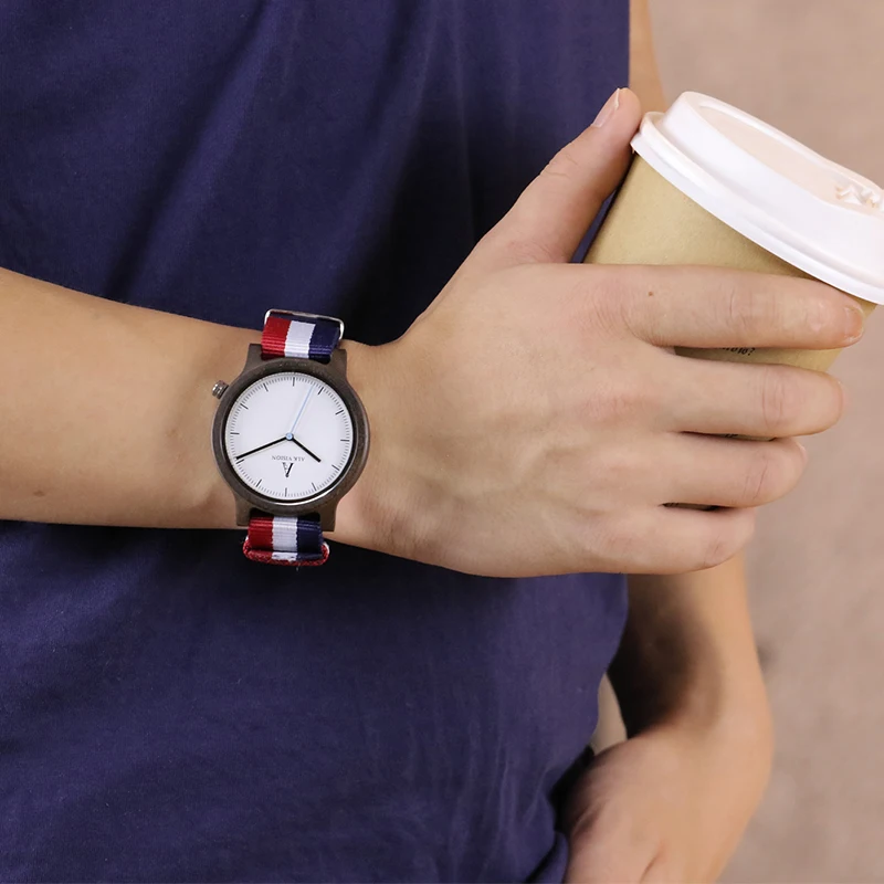 Часы наручные ALK Vision мужские с ремешком из натурального дерева модные