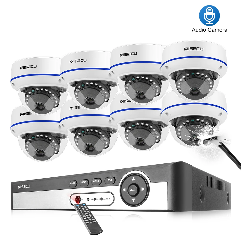 H.265 1080 P PoE камера безопасности Системы комплект аудио записи IP Камера 2MP ИК