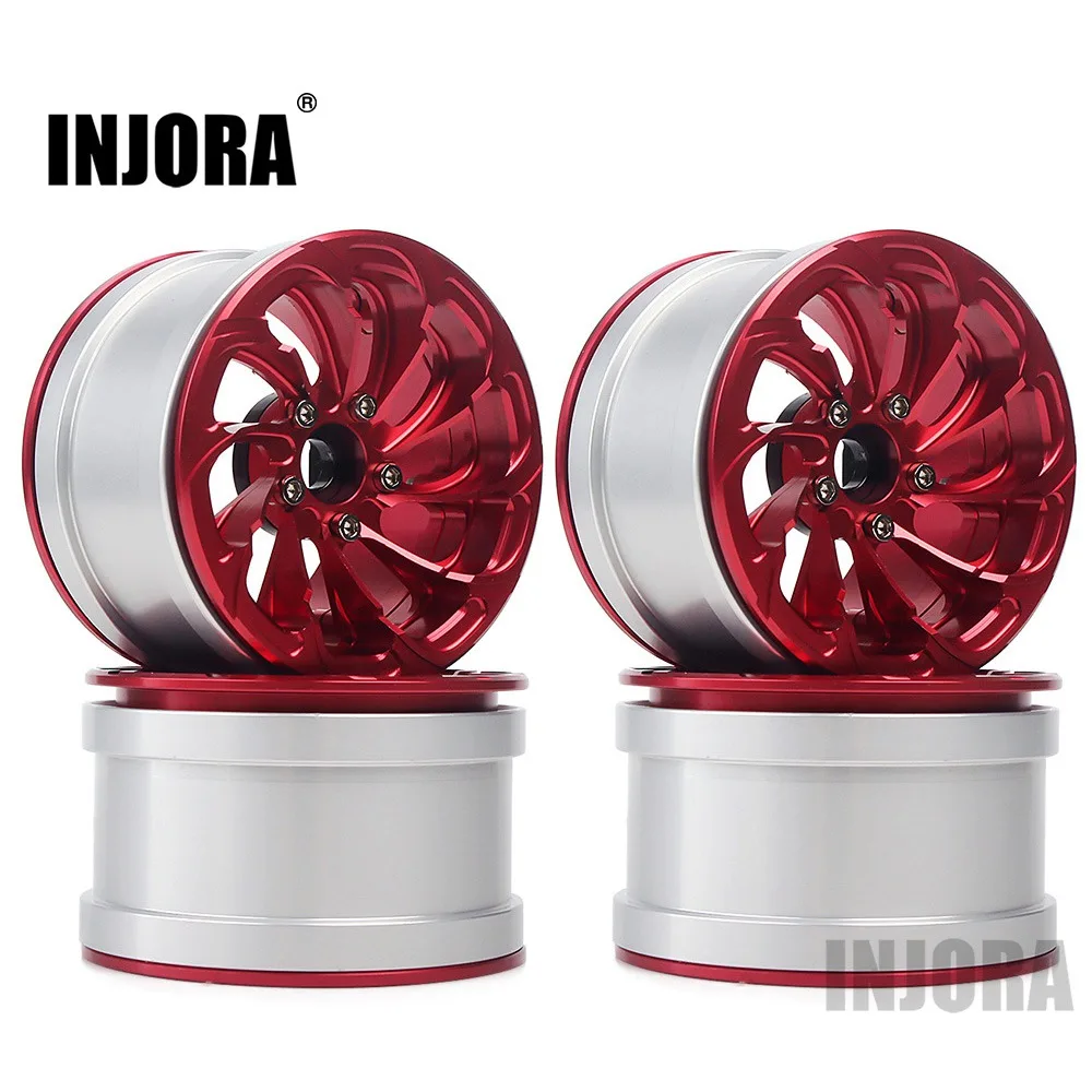 Red 23RD INJORA 4 шт. алюминиевый сплав 2,2 Beadlock Колесные диски для 1/10 RC Рок Гусеничный осевой SCX10 RR10 90053 90048 Wraith 90045 90018 - Цвет: Red 23RD