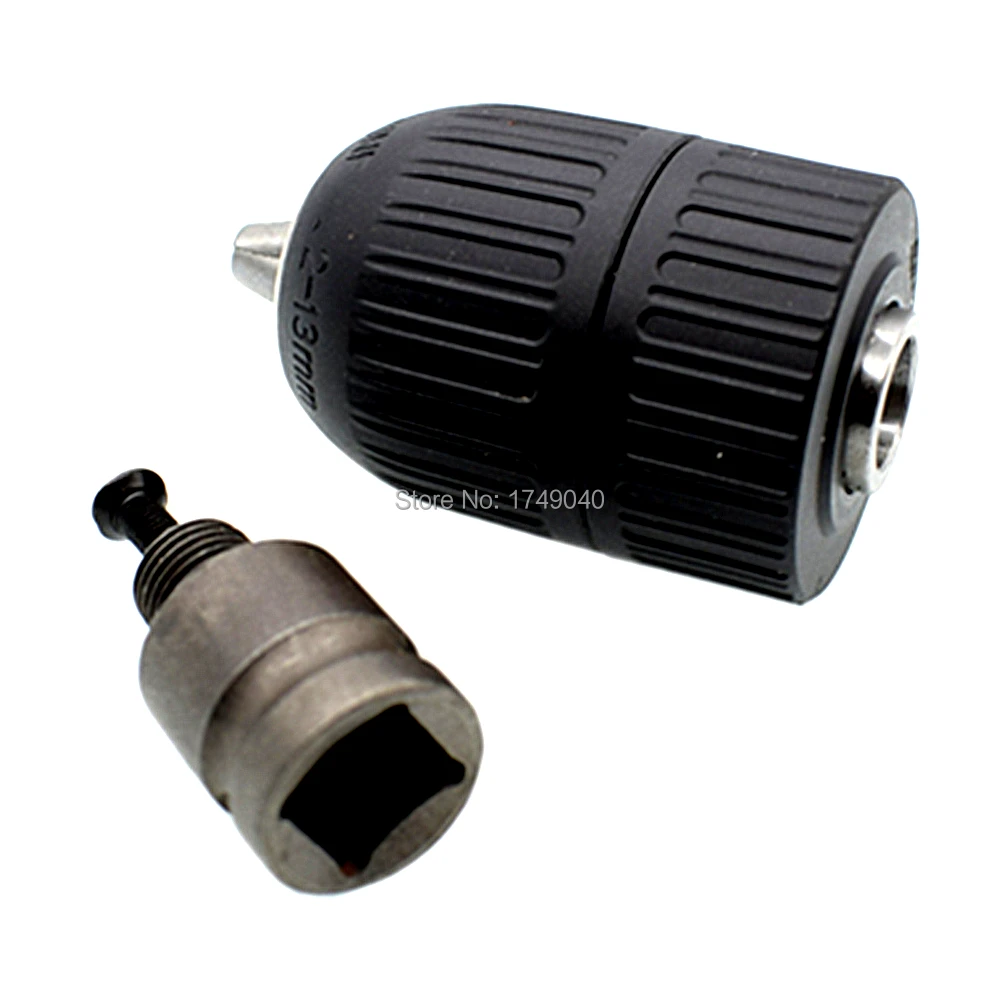 

2mm-13mm Self Locking Keyless Drill Chuck Tool 1/2-20UNF Mount With 1/2" Square Socket Adaptor for Impact Drills
