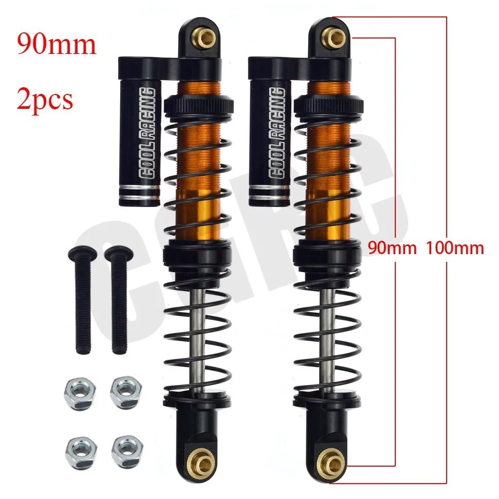 Black 90mm 2pcs Масляный Регулируемый 90 мм 100 мм 110 мм металлический амортизатор демпфер для 1/10 RC Гусеничный автомобиль запчасти грузовик осевой SCX10 TRX4 D90 RC обновление - Цвет: Black 90mm 2pcs