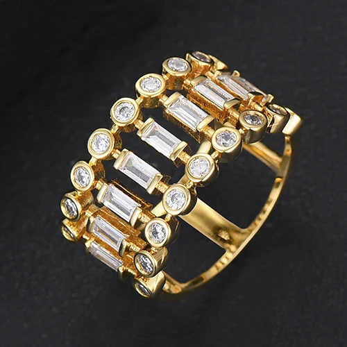 A Gold GODKI Eternity Tennis Роскошные стекируемые шикарные кольца для женщин Свадебные с кубическим Цирконом обручальные дубайские Свадебные массивные кольца на палец - Цвет основного камня: A Gold