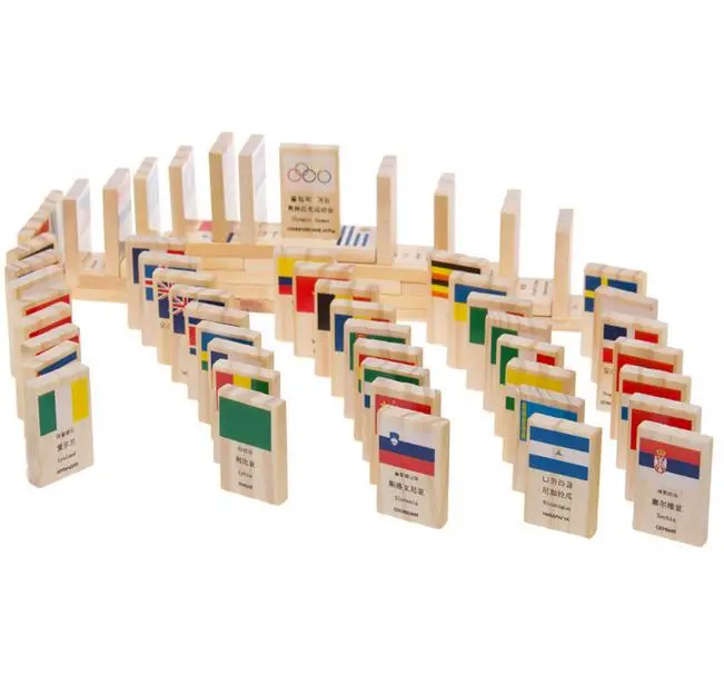 100 шт./компл. Язык Национальный флаг деревянные Игрушечные лошадки домино