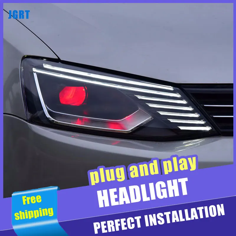 Фары автомобильные 2 шт. светодиодные для VW Jetta 2011-2018 DRL двухлучевые H7 Ксеноновые