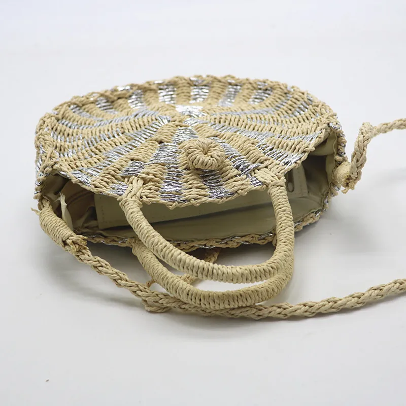 Женская винтажная плетеная сумка ручной работы из ротанга круглая соломенная