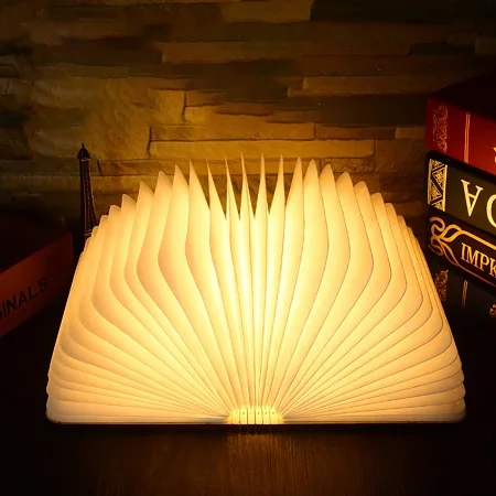 Warm Lighting Портативный Ночной светильник, перезаряжаемая USB лампа-книга, креативная деревянная бумажная лампа DuPont, складной светодиодный светильник на 360 градусов, домашний декор, Прямая поставка - Испускаемый цвет: Warm Lighting