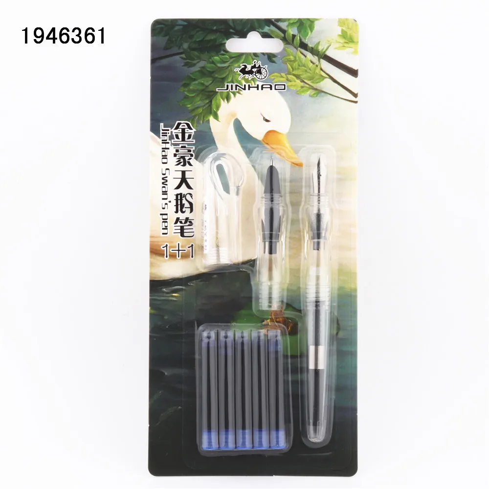 Transparent white Новинка Jinhao, 2 шт, перо, 5 шт, синяя чернильная ручка, Лебединая ручка, для школы, студентов, офиса, для обучения детей, авторучка, Новинка - Цвет: Transparent white
