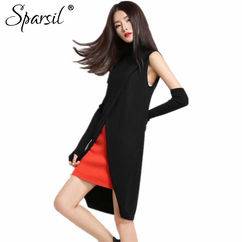 Sparsil Женская Осенняя Кашемировая Водолазка Платье Модные Вязанные Пуловеры