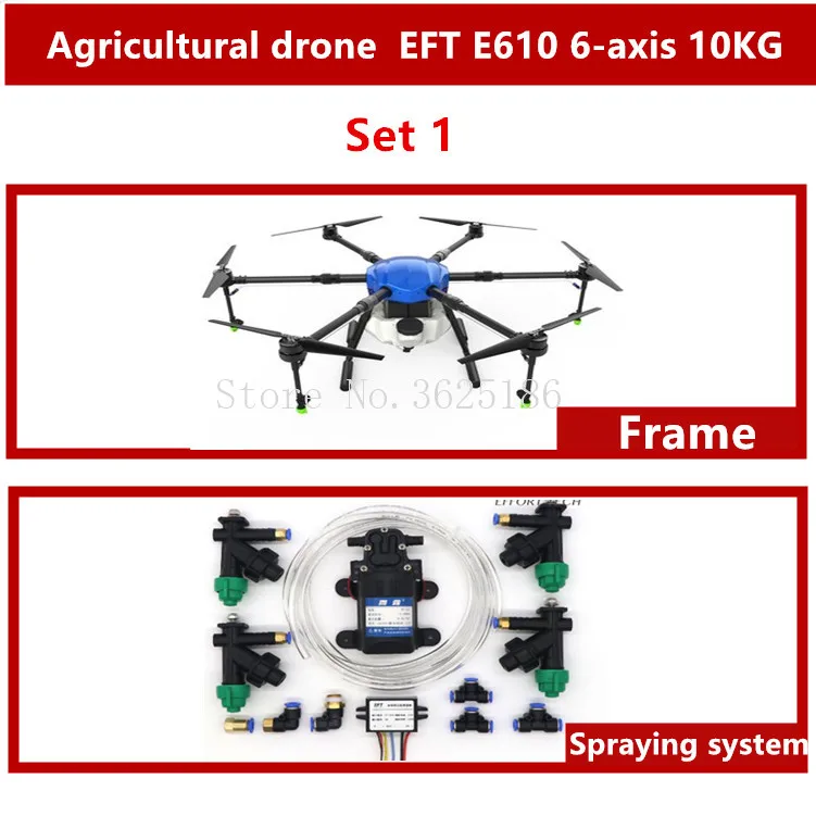 New EFT E610 6-axis 10KG 10L Pesticide spraying system Agricultural drone