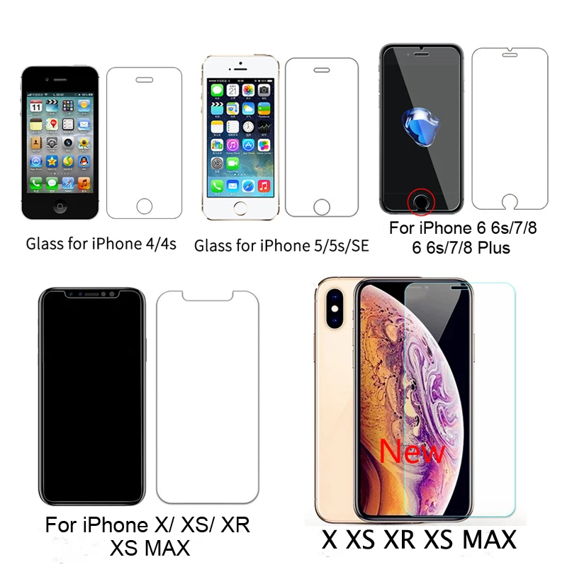 Закаленное стекло для iPhone XS XR MAX Защитная крышка экрана 8X7 6 6S Plus 5 5S SE 1 8 дюймов