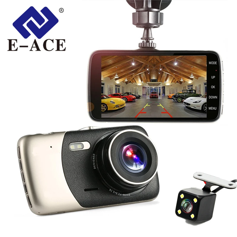 E ACE B07 Видеорегистраторы для автомобилей Двойной объектив ips 4 дюйма Svreen Full HD 1080 P