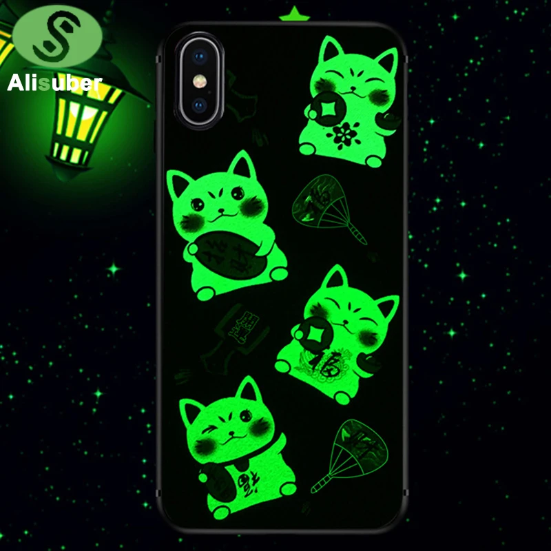 Чехол Alisuber с изображением из мультфильма Lucky Cat светящийся чехол для iPhone X