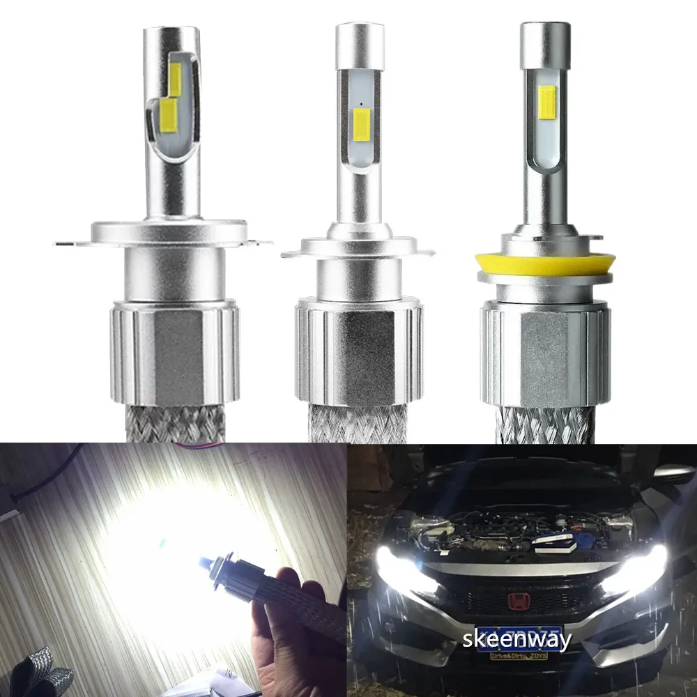 2 шт. Автомобильные светодиодные лампы H7 H1 H11 9005 9012 d1s d2s H4 H3 6000 880 881|Передние LED-фары