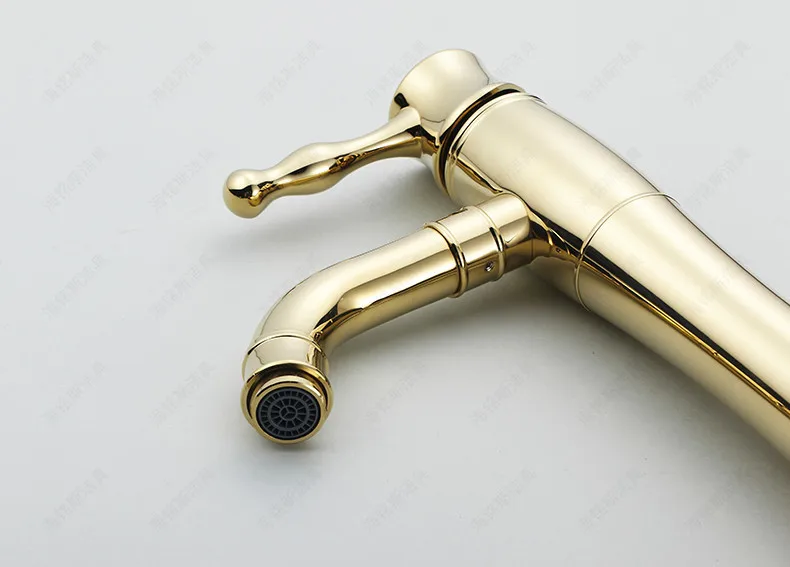 Бесплатная доставка Модный золотой кран для ванной комнаты с бортиком Золотой