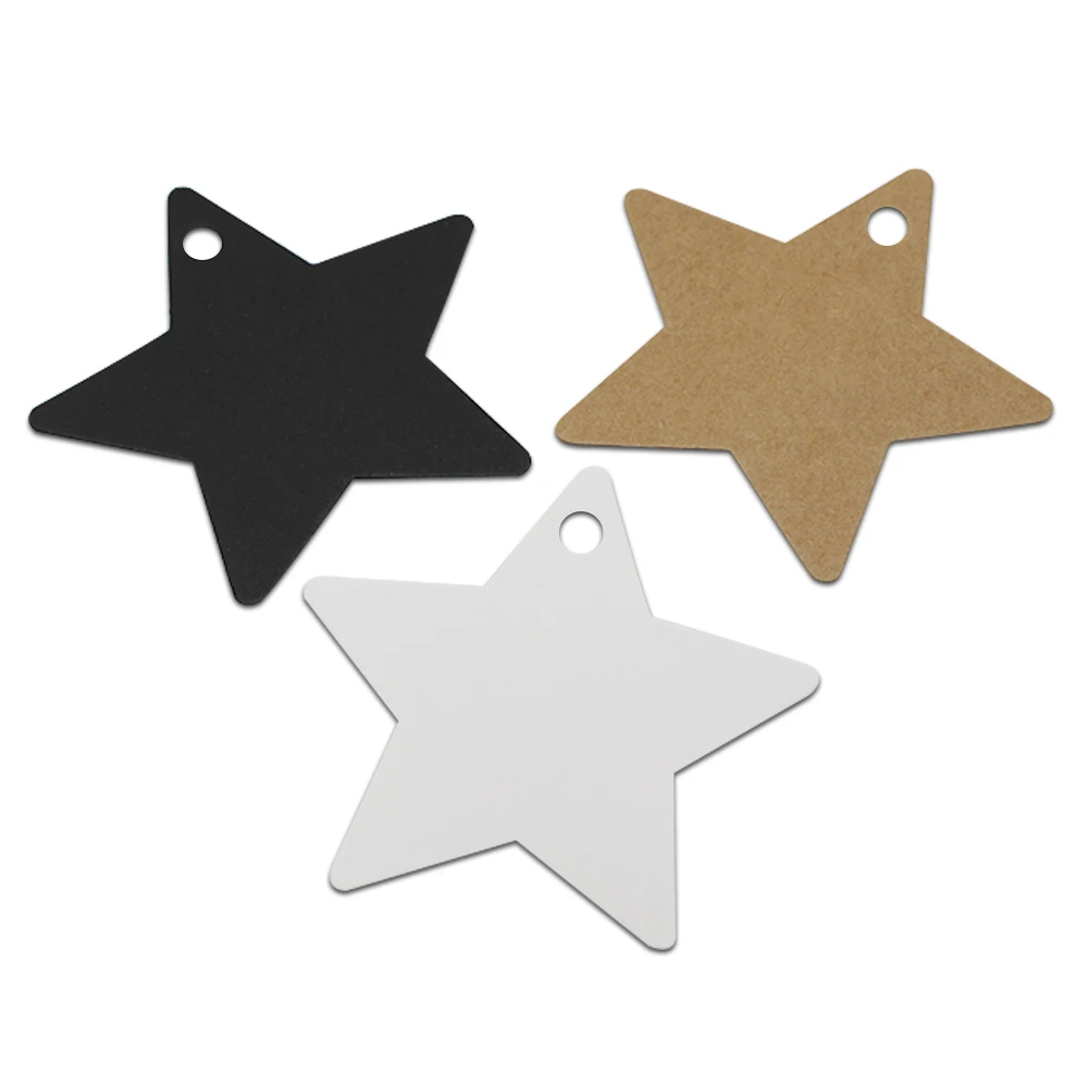 

500Pcs 6*6cm Pentagram Shape Kraft Paper Decor Tags Paperboard Party Gift Hanging Card with Hole Grocery Retail Price Tags