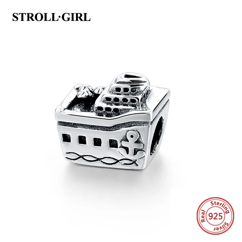 StrollGirl09110 Strollgirl DIY дизайн браслет маленькая лодка и самолет 925 серебряные бусины pandora Fit Аутентичные Браслет Кулон Ювелирные изделия Новое - Цвет: StrollGirl09110