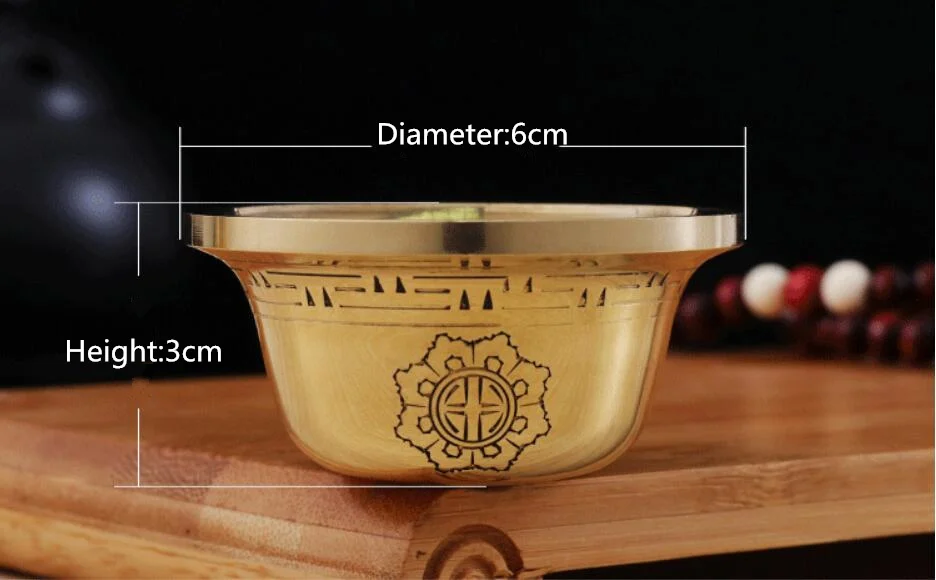7 шт./партия, резные цветы, буддизм, изысканная Толстая Медная чашка для подачи воды, чаша, чаша