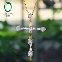 caimao new design 0 14ct natural full cut diamond 14kt yellow white gold pendant for women
