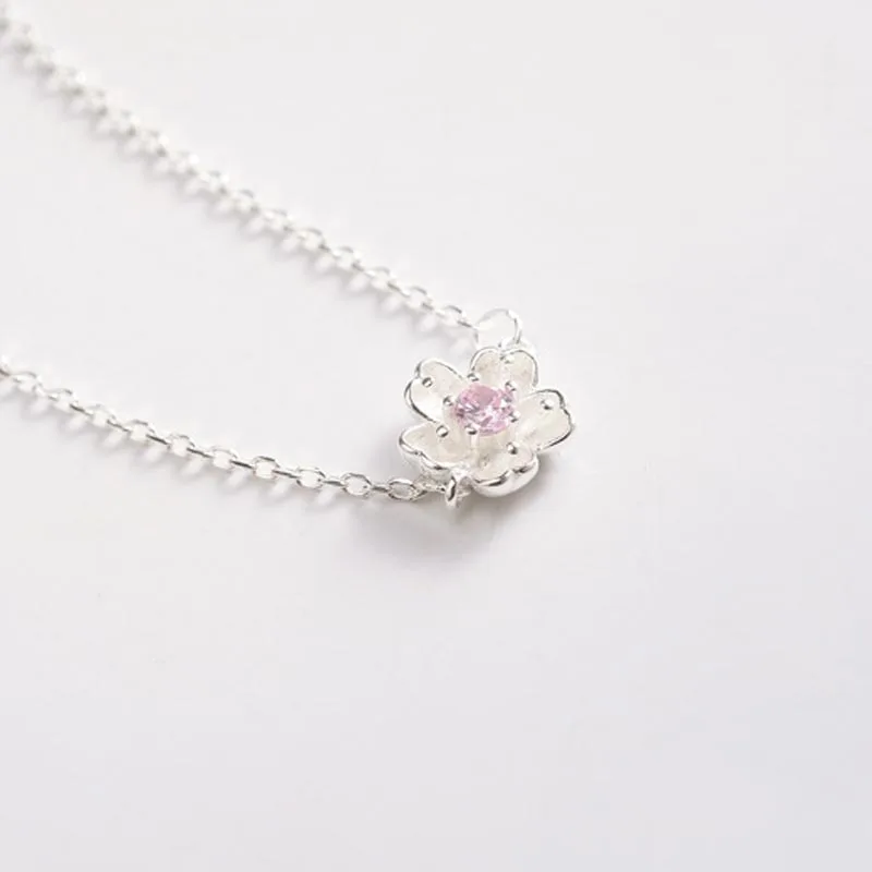 Женский браслет на ногу Red Trees летний с цветком из настоящего серебра 925 пробы