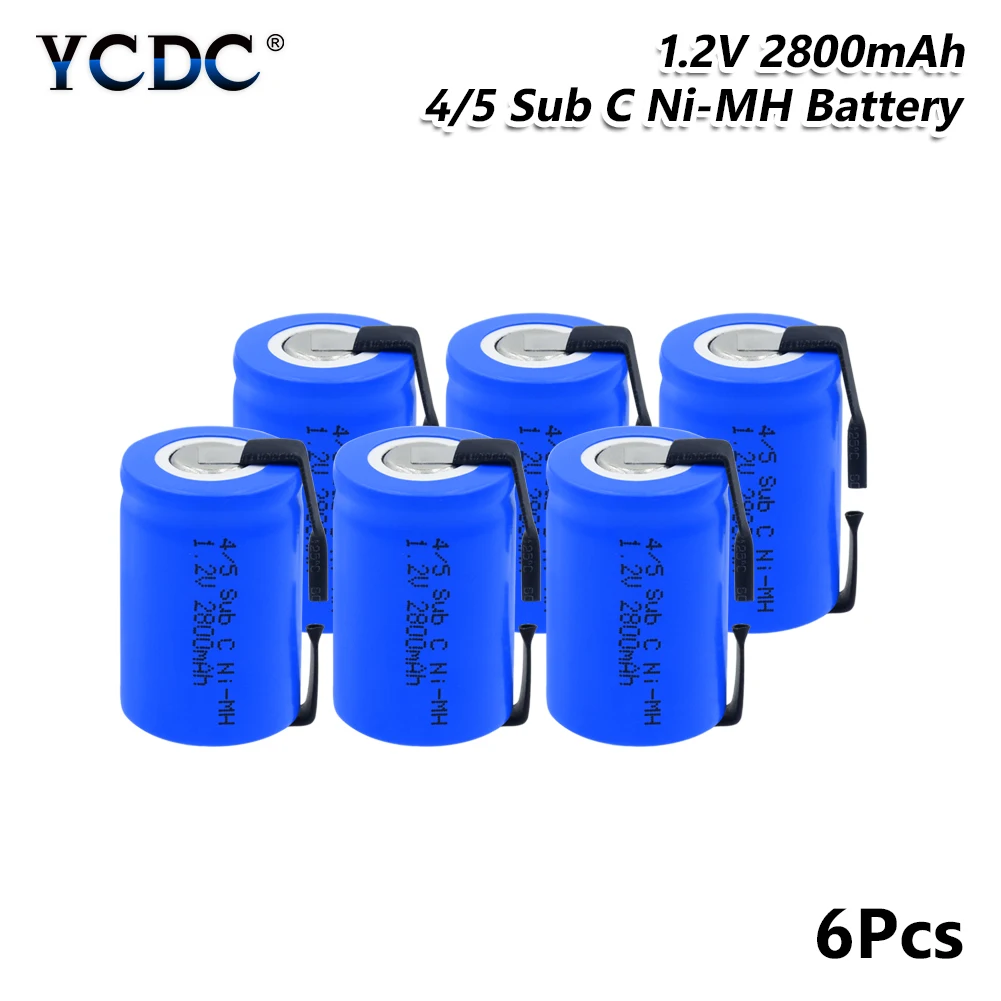 6 PCS YCDC 4/5SC SC Sub C Li-Ion Li-Po литиевая батарея 1,2 V 2800mAh Аккумулятор никель-металл-гидридные аккумуляторы со сварочными вкладками - Цвет: 6 PCS