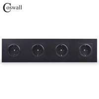 coswall 4 gang wall power socket grounded 16a eu standard quadruple outlet with childen protective door pc panel