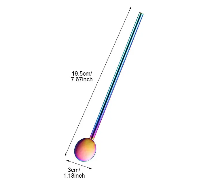 Colorful Reusable Stainless Steel Drinking Straws Spoon Tea Filter Coffee Beer Carbonator Stirring Tools Drinkware Accessories