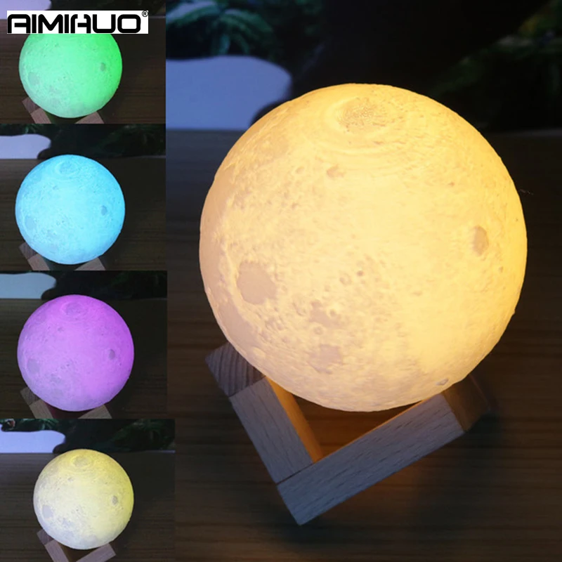 AIMIHUO луна ночь свет 3D светодиодный лунный USB Перезаряжаемые стол Ночная лампа для