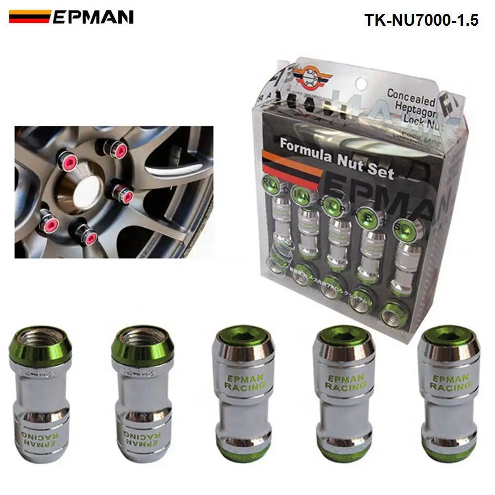 Зеленый Спортивный EPMAN M12 X1.5 аутентичный EPMAN желудь обод гоночные гайки колеса винт 20 шт. автомобиль для Toyota TK-NU7000-1.5 - Название цвета: Зеленый