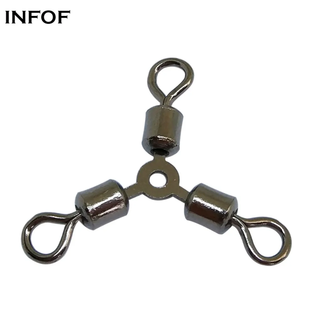 

INFOF 100-pieces 3 Way Fishing Swivels Rolling Swivel Hook Stainless Steel Fishing Lure Connector Feeder Carp Fishing Tackle