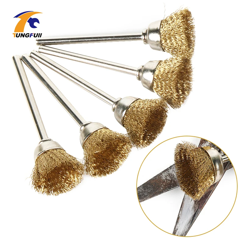 5 шт латунная проволочная щетка подходит для вращающегося инструмента Dremel