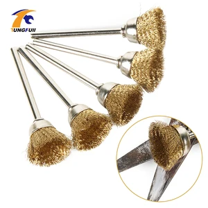 5 шт латунная проволочная щетка подходит для вращающегося инструмента Dremel, латунная проволочная щетка диаметром 15 мм, аксессуары для полировки Dremel
