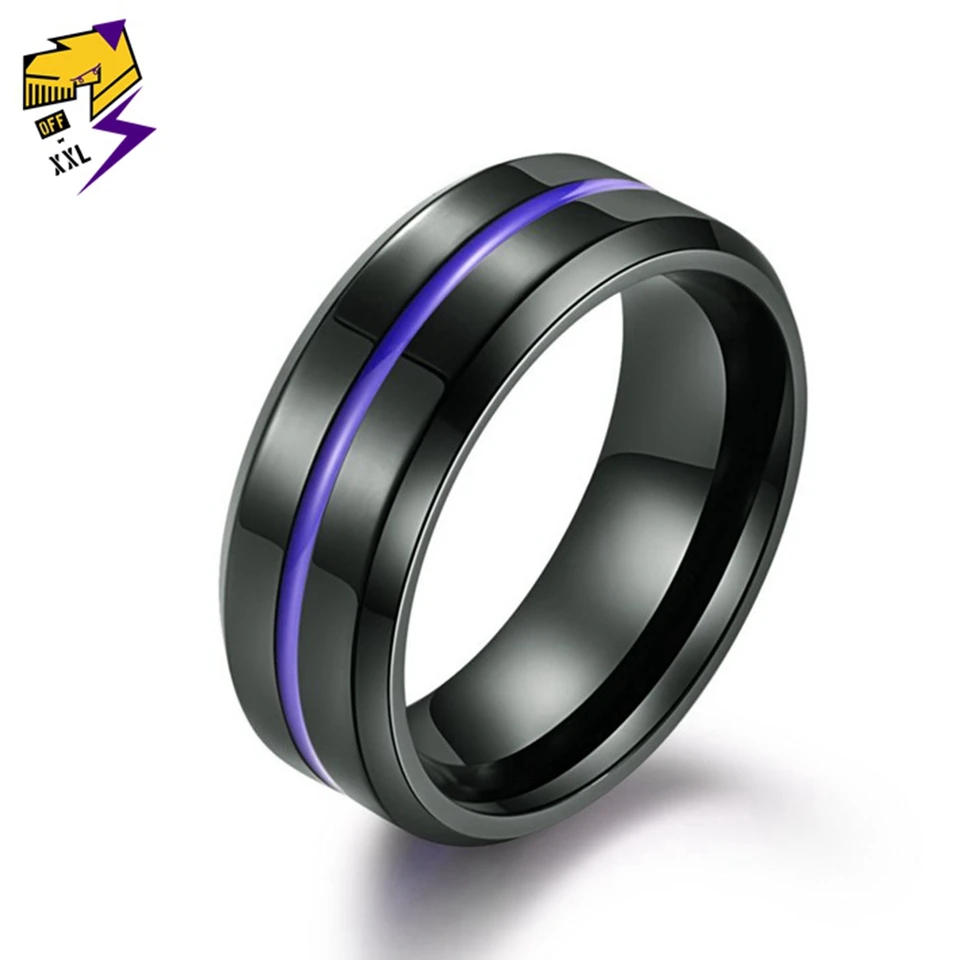 Классические черные мужские обручальные кольца 8 мм из нержавеющей стали тонкие