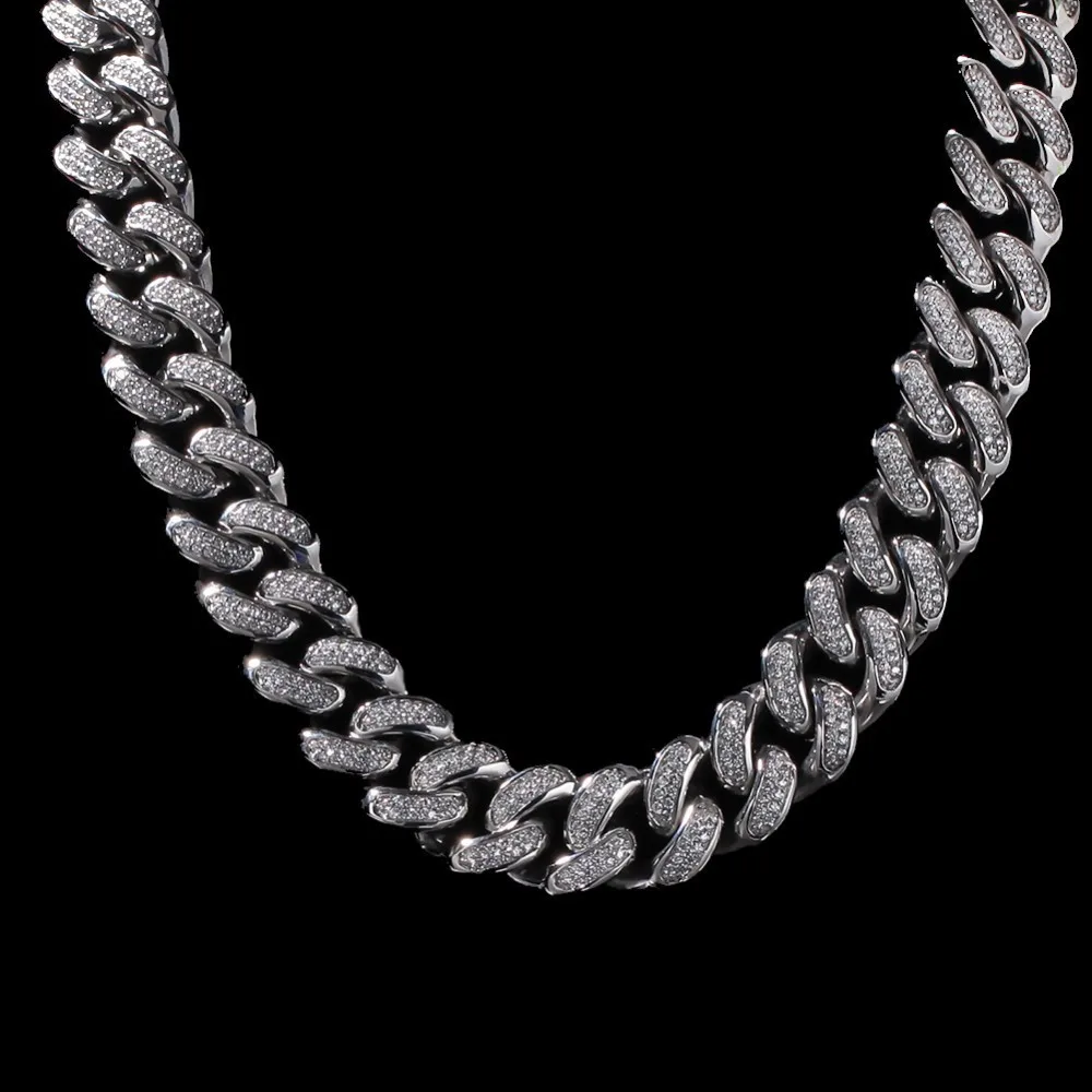 TBTK Luxury Top Quality Stainless Steel Miami Cuban Link Necklace Gold Color Full Iced Out AAA Cubic Zirconia 20mm Chain Jewelry