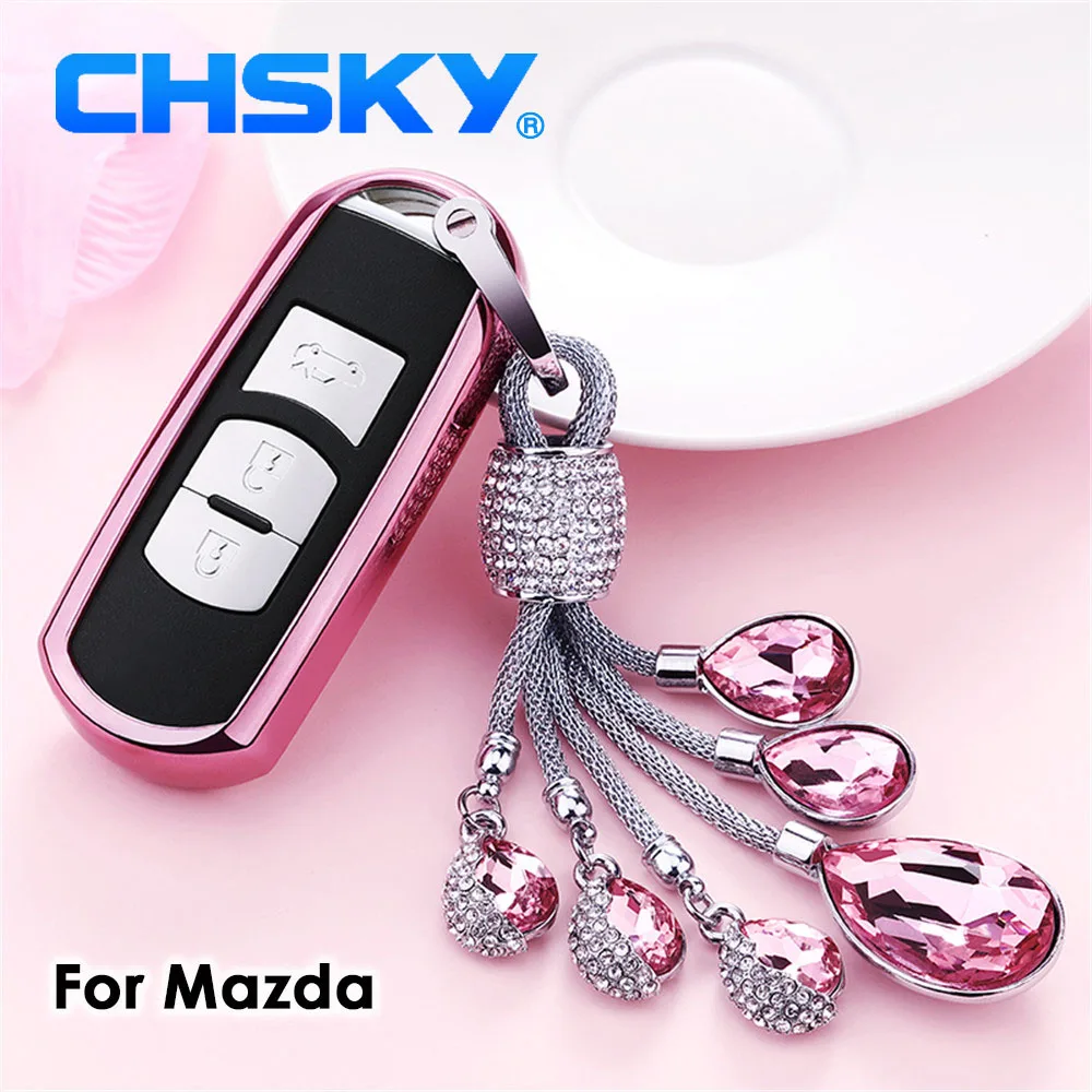 Чехол для автомобильного ключа CHSKY прозрачный чехол из ТПУ с цепочкой Mazda 6 Atenza CX 5