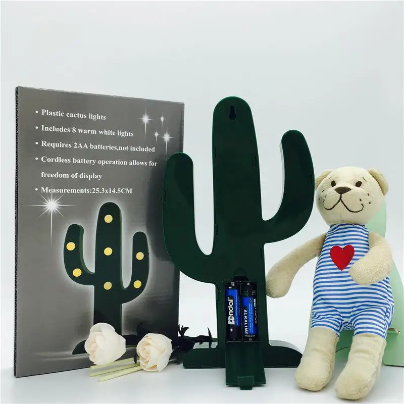 

Cute Cactus Light Romantic 3D Lamp LED Baby Night Light Romantic Dim Table Lamps 2AA Child's Room Deration Desk Lamp
